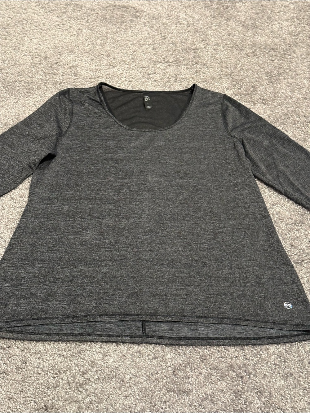 Zella Women's Long Sleeve Scoop Neck Top - Dark Gray